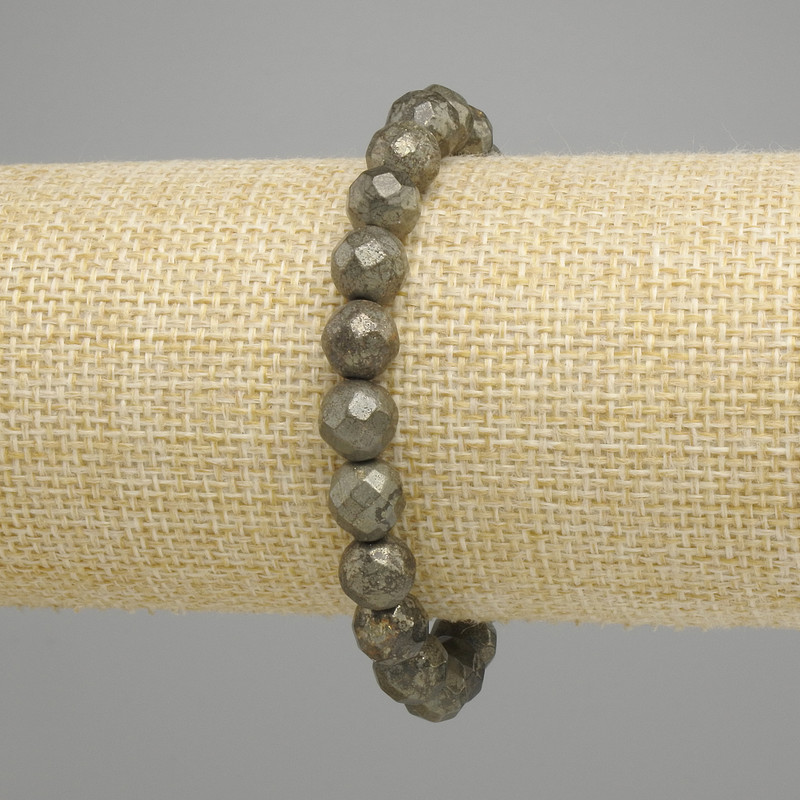 Pyrite Beaded Sphere Bracelet, 8mm diameter ±, 18cm length ± (stretch)