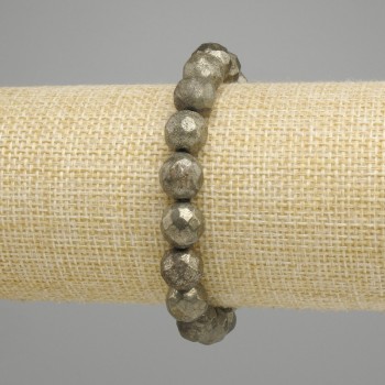 Pyrite Beaded Faceted Ball Bracelet, diameter 10mm, length 18cm, stretch