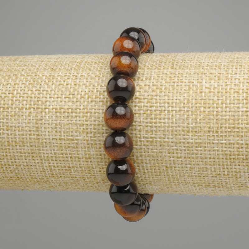 Tiger's Eye Bracelet (individual) smooth bead, diameter 10mm +-, length 18cm +- stretch