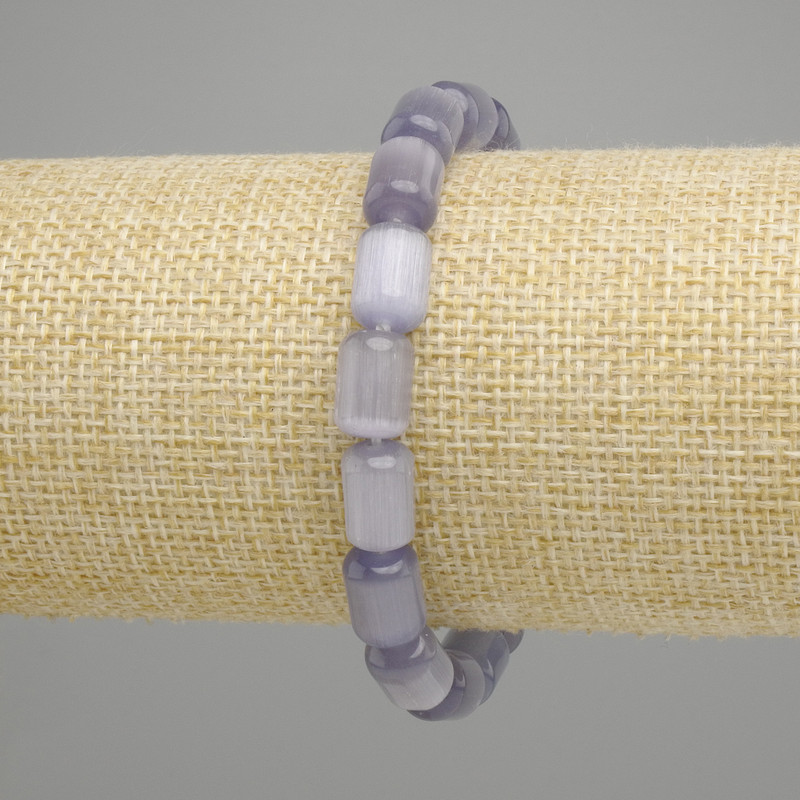 Bracelet, Cat's Eye, Cylindrical Beads 11×8 mm, stretchy, with an 18 cm length