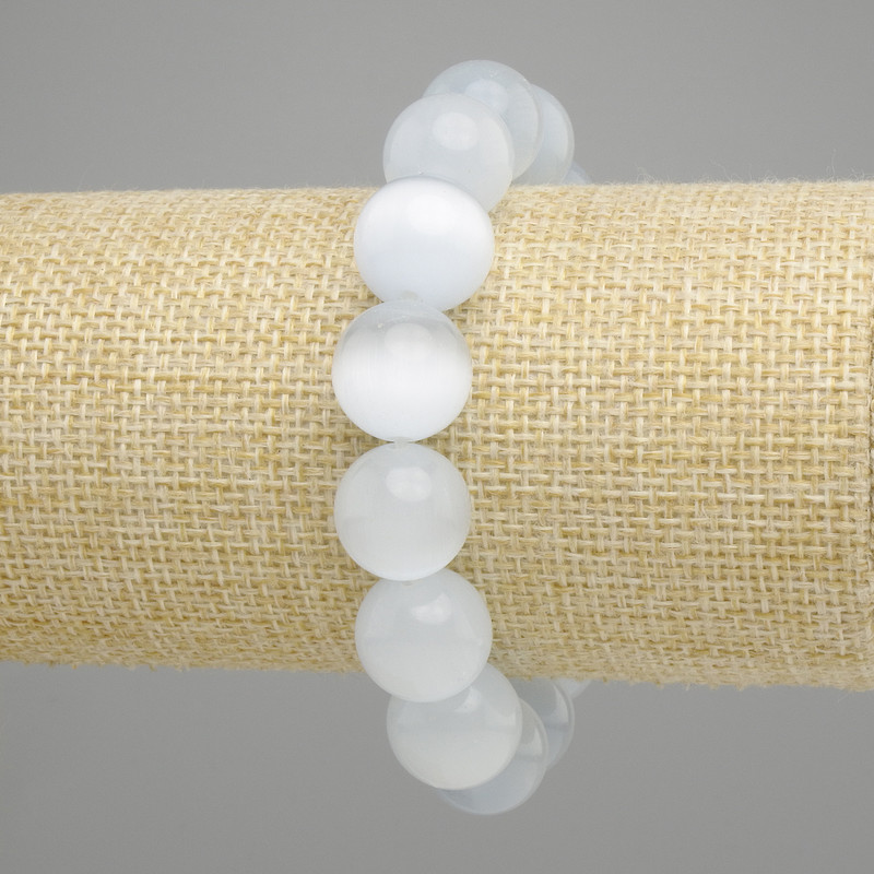 Cat's eye bead bracelet, smooth round beads, diameter 13.5mm ±, length 18cm ±, stretch