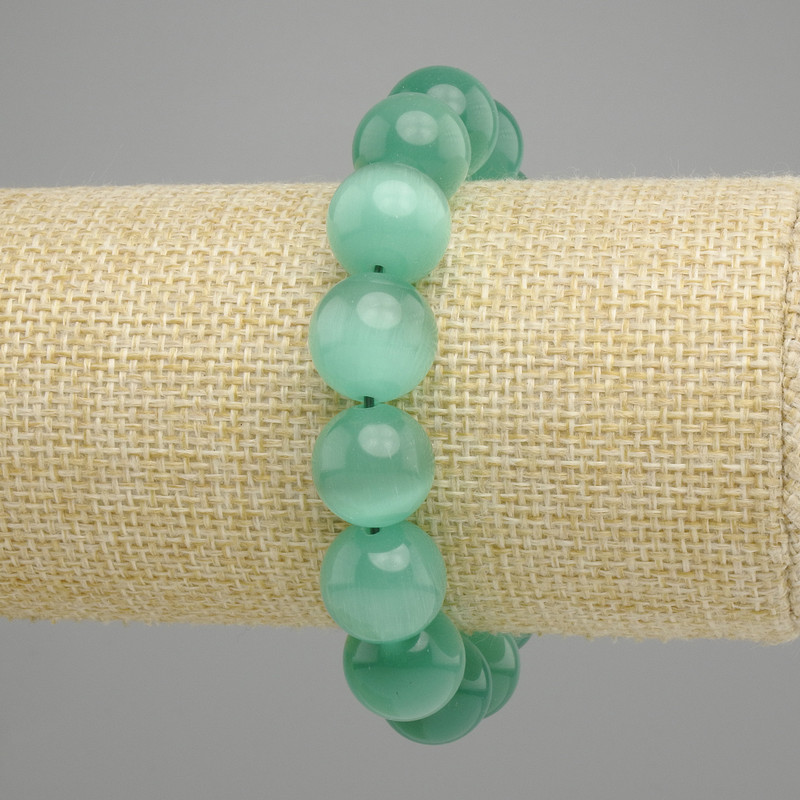 Cat's Eye Bead Bracelet, smooth round beads, diameter 13.5mm ±, length 18cm ±, stretch