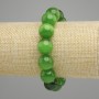 Green Cat's Eye Bead Bracelet, smooth round beads 13.5 mm diameter, stretch, length 18 cm