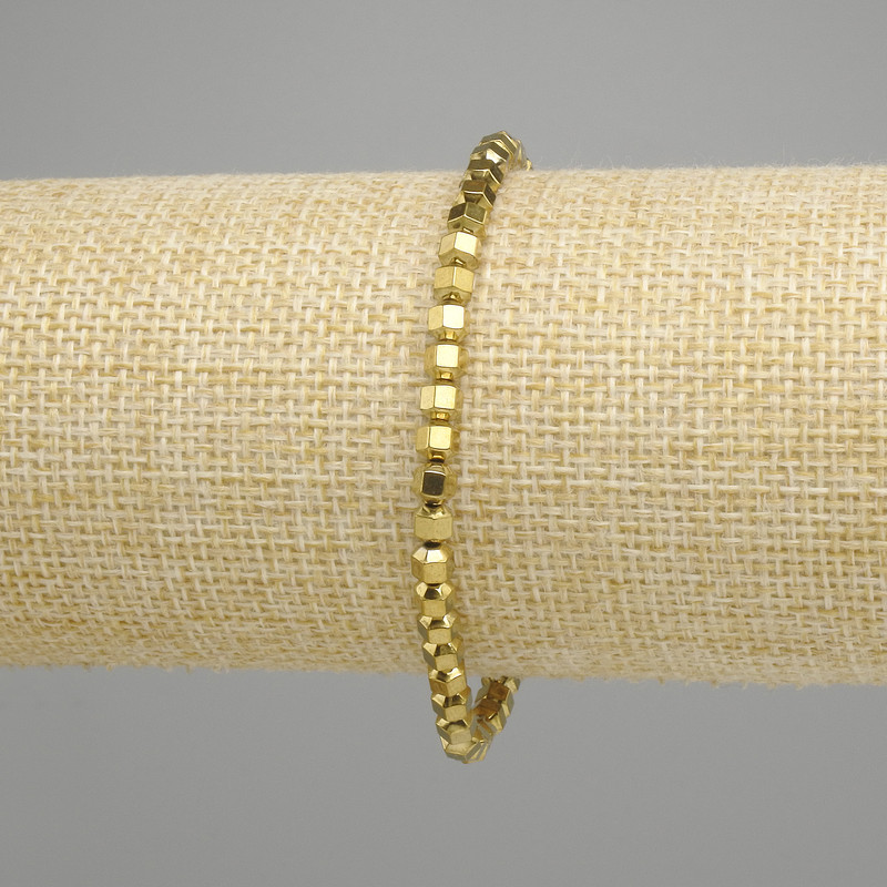 Hematite Bracelet Faceted 4×4mm+-, Golden colour, 18cm length +- Stretch