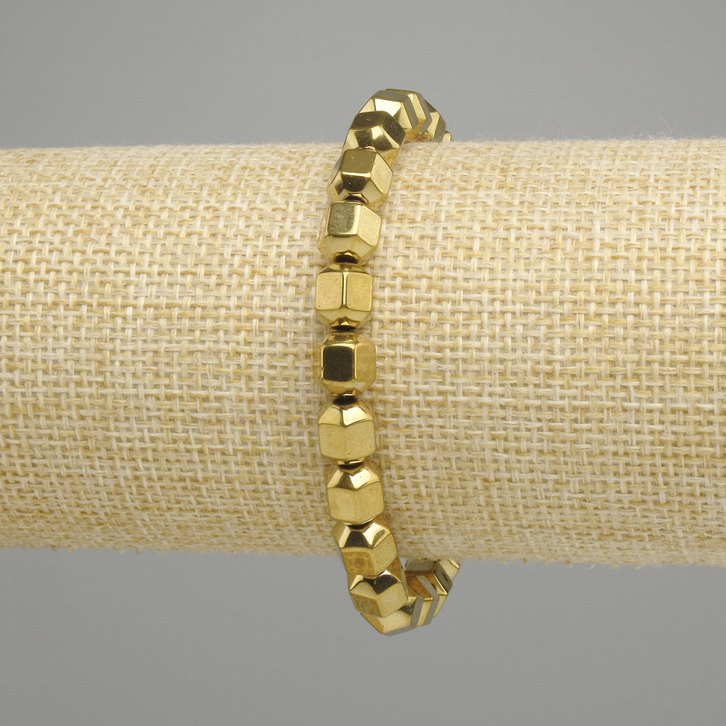 Hematite Bracelet Multicrystal 8x7mm±, colour golden, length 18cm±, stretch