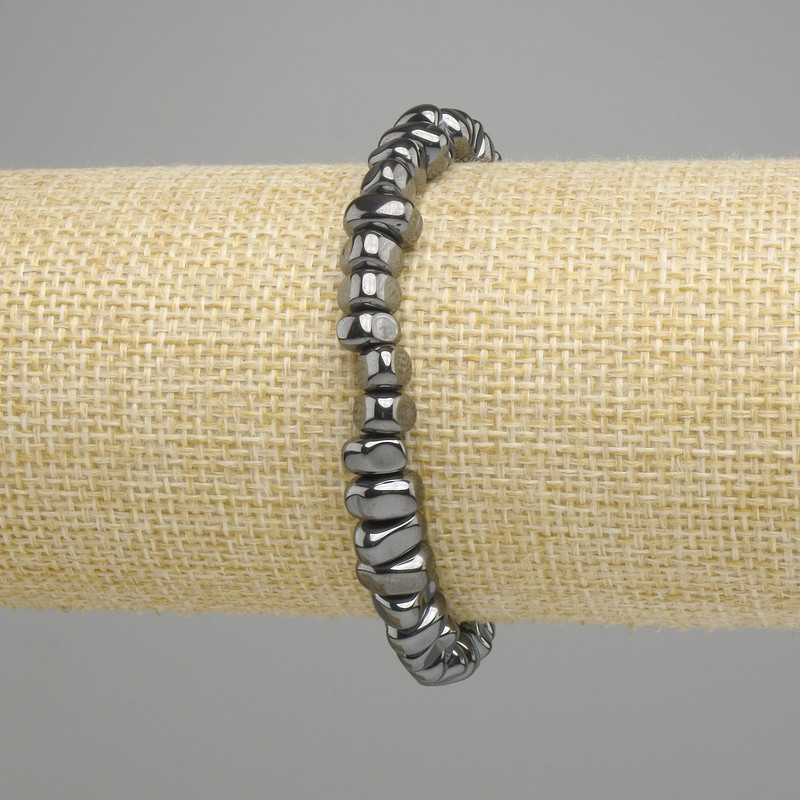 Hematite Cabochon Stretch Bracelet 5-8, 5x4, 5mm±, length 18cm±