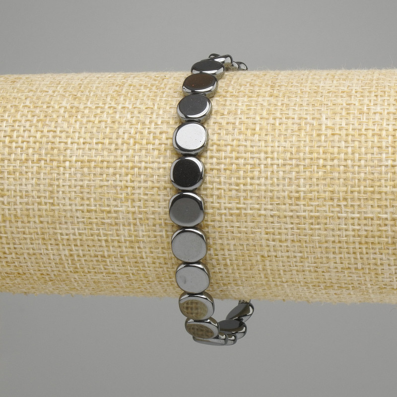 Hematite Coin Bracelet 8mm+-, stretch length 18cm+-