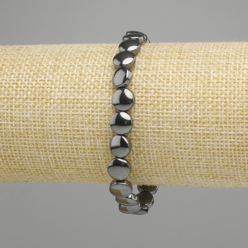 Hematite Coin Bracelet 8mm +-, 18 cm adjustable stretch