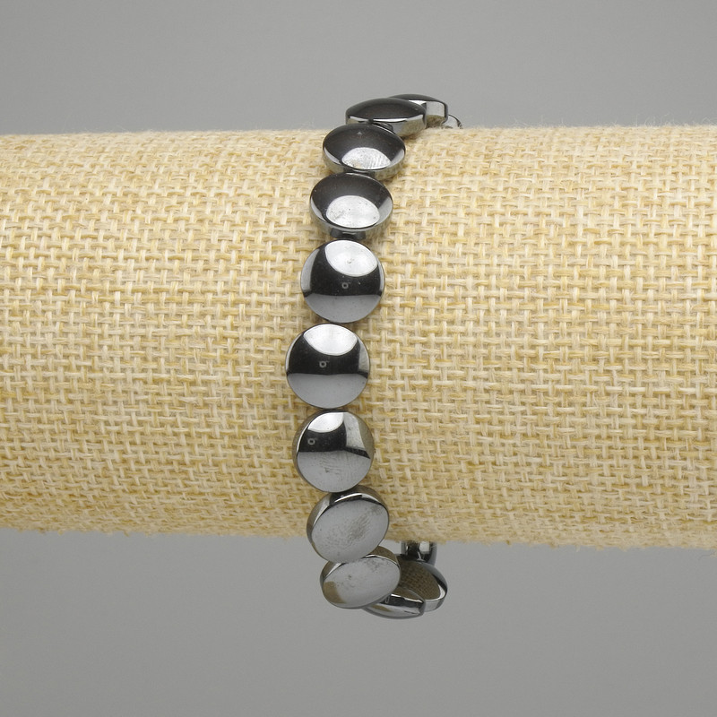 Hematite Coin Bracelet 10mm Stretch, 18cm length ±