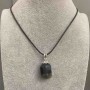 Pendant Tiger's Eye Multisided Cut, diameter 20-21×15mm ± on eco-leather cord 45cm + 5cm chain
