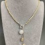 Necklace Pearlescent Beige Rondelle with Pendant, 4x3mm± Hematite 2x2mm±, length 41cm + toggle