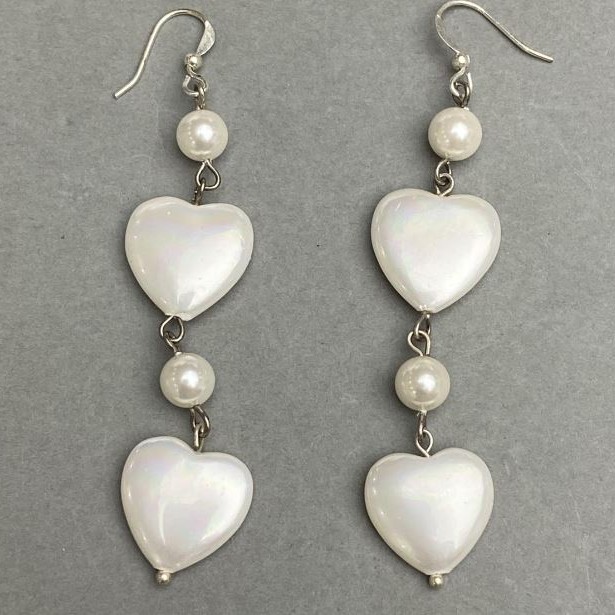 Majorca Pearl Heart Earrings 16mm, length 78mm