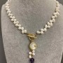 Necklace River Pearls, oval butterfly, diameter 6.5-7.5x4.5-5mm ± with pendants, length 41cm + toggle