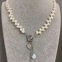 Necklace River Pearls Oval Butterfly pendant, diameter 6.5-7.5×4.5-5mm± with pendants, length 50cm + toggle