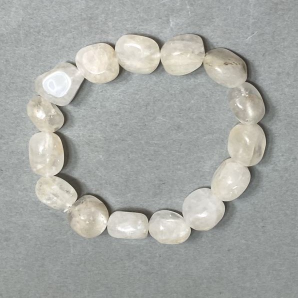 Bracelet Mountain Crystal faceted 13x11-13mm+-, length 18cm +-, stretch