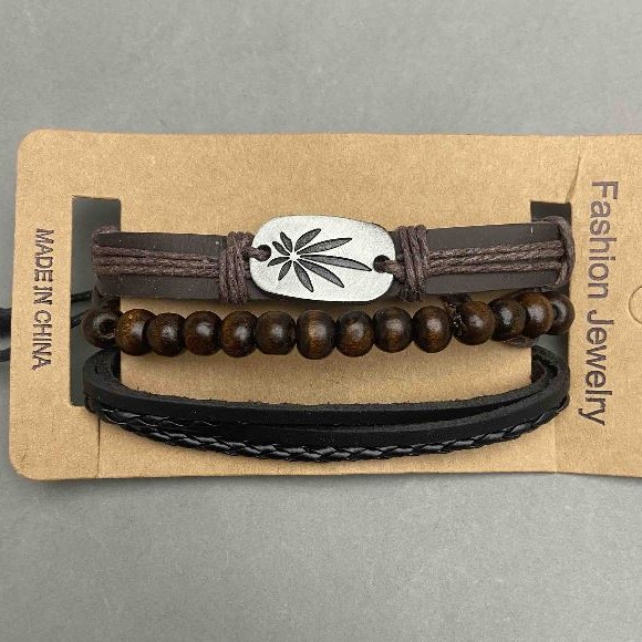 Men's Bracelet Trio Leaf Adjustable Slip-on