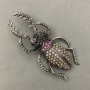 Brooch May Bug with Crystals Silver-Toned Metal 37x78mm