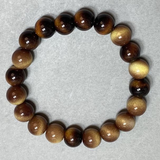 Tiger's Eye Bead Bracelet 10mm Round Beads, Stretch, 18cm