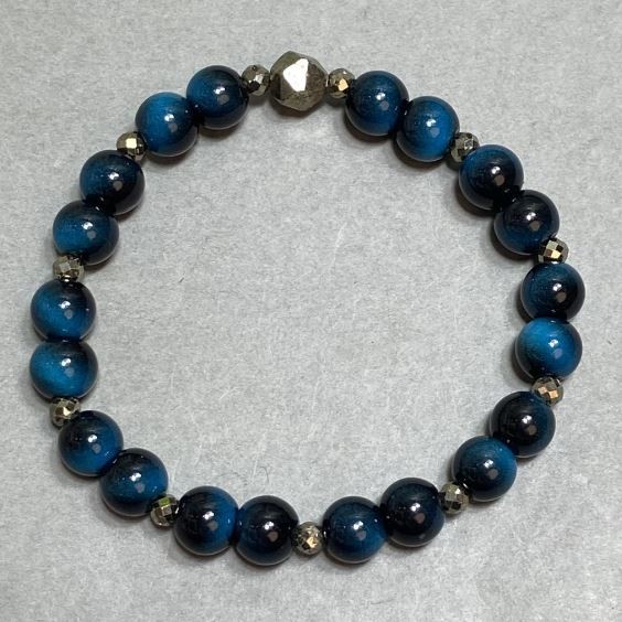 Tiger's Eye Bead Bracelet 8mm Round Beads +-, length 18cm +- stretch