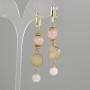 Earrings Pink Quartz Smooth Ball, diameter 8mm± 10mm± Druse, diameter 14mm, length 68mm