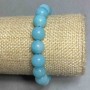 Aquamarine Bead Bracelet smooth round beads, diameter 10mm ±, length 18cm ± stretch