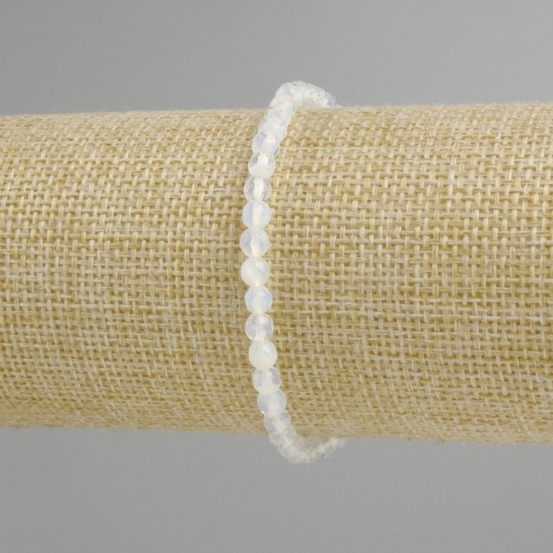 Bracelet Opalite Moonstone Faceted 4 mm Beads, 18 cm stretch