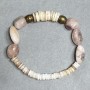 Bracelet Mother of Pearl Rondelle 10x2mm+- 5, 5x2mm+- Quartz Cabochon 15x9mm+-, length 18cm +- stretch