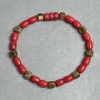 Bracelet Coral Barrel 7x5mm+- Hematite Faceted 6mm+-, length 18cm +- stretch