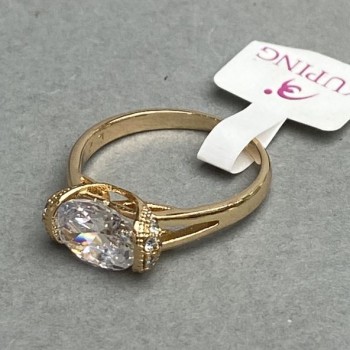 Stud Earring Xuping metal colour "gold" white stone, size 16, 17