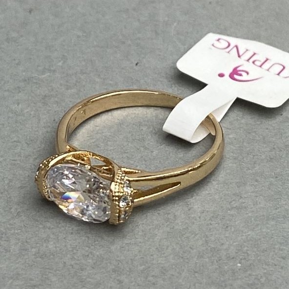 Stud Earring Xuping metal colour "gold" white stone, size 16, 17