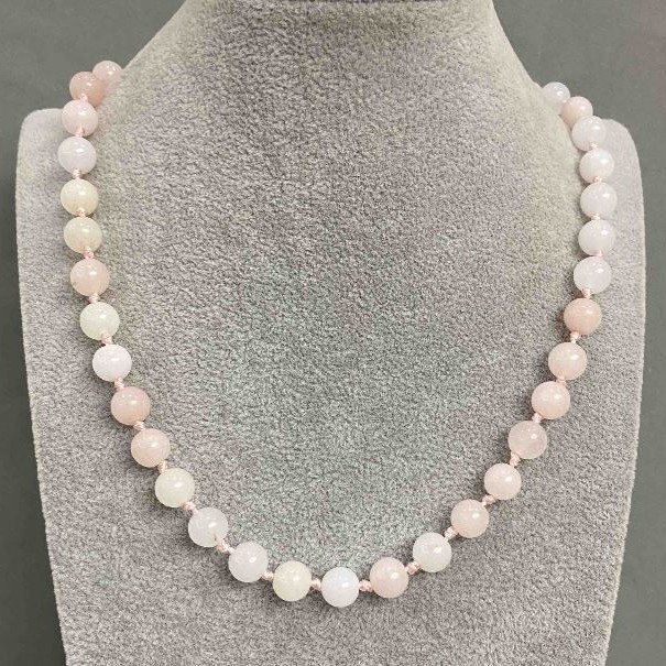 Morganite Bead Smooth Ball 8mm+-, length 45cm +-with clasp