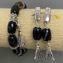 Bracelet and Earrings Set, Agate Tumbled 14x10mm (+-), length 60mm (+-), with metal inserts, length 18cm (+-), stretch