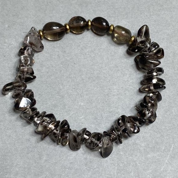 Bracelet Rauchtopaz Faceted 7-10x8mm+-碎 9-13x3-5mm+-, length 18cm +- stretch