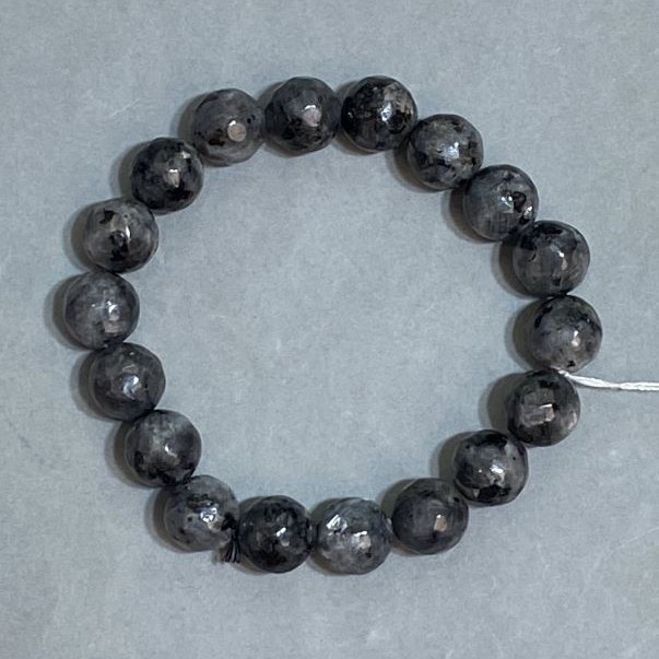 Labracite Faceted Bead Bracelet 10mm, 18cm stretch