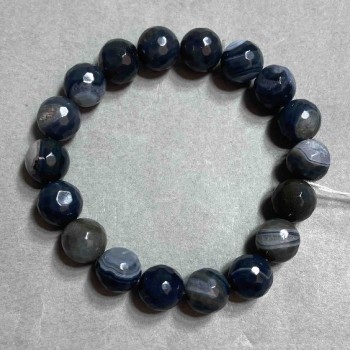 Agate Bead Faceted Round 10mm Stretch Bracelet, 18cm