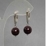 Garnet bead earrings, smooth ball, diameter 10 mm ±, length 18 cm ±