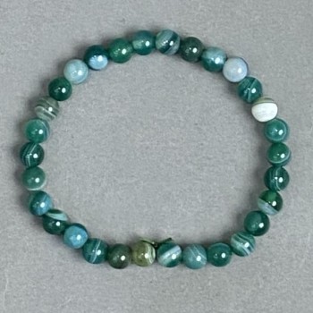 Agate Bead Bracelet Smooth Balls, 6mm diameter +/-, 18cm length