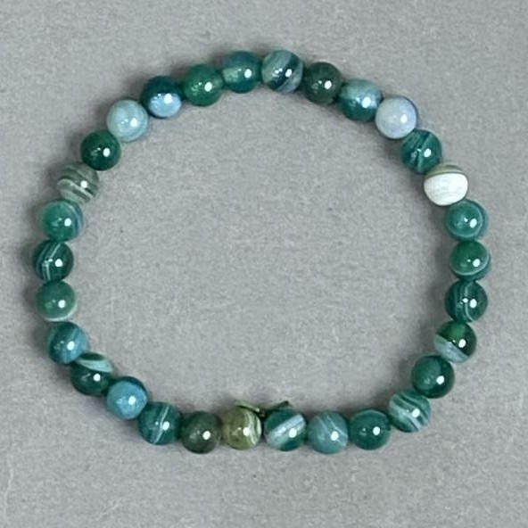 Agate Bead Bracelet Smooth Balls, 6mm diameter +/-, 18cm length