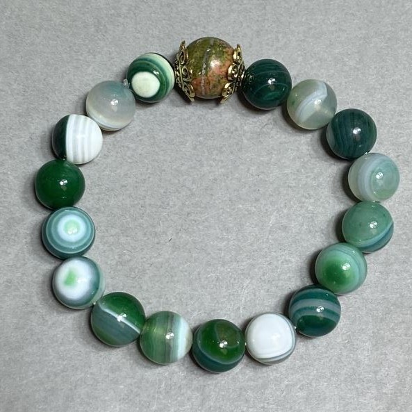 Agate ball bracelet 10mm+- Hematite ball 12mm+-, length 18cm+- stretch