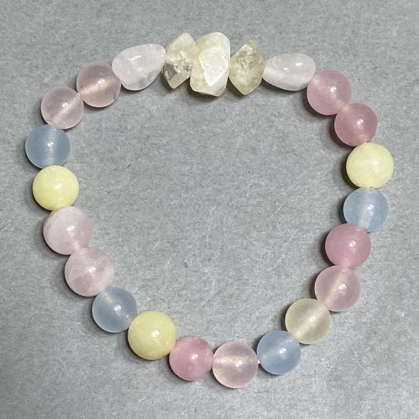 Morganite Bead Bracelet 8mm+ natural Citrine Faceted 9-12x5-7mm+-, length 18cm+- stretch