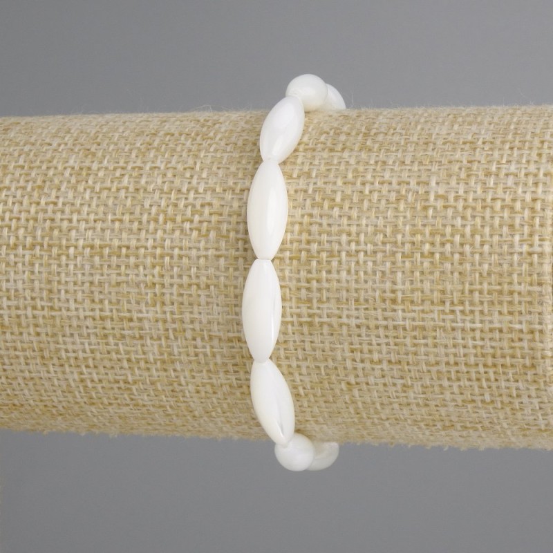 Bracelet Mother-of-Pewter Pearl Grain, diameter 15×6mm+-, length 18cm+- stretchy
