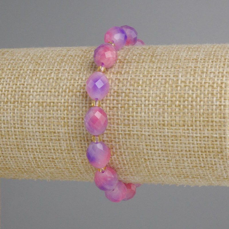 Tourmaline Bead Bracelet, Faceted Grain Beads, 10x9mm±, 3mm± seed beads, 18cm± length, stretch