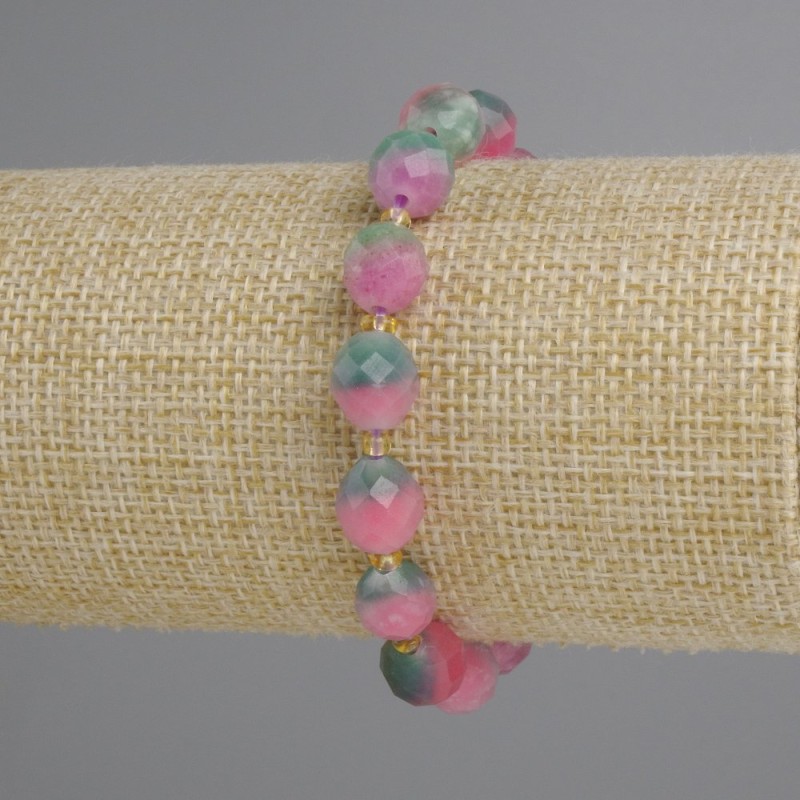 Turquoise? Wait careful: It's Turmalin (Meaning Tourmaline) faceted bead bracelet, diameter 10x9mm+- bead 3mm+-, length 18cm+- stretch