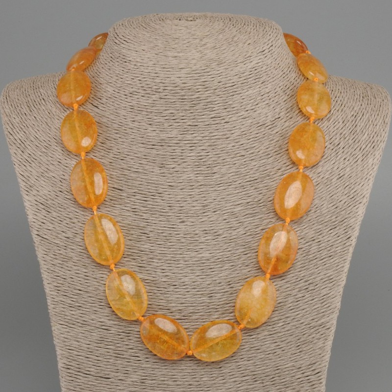 Citrine Necklace Oval, 25x18mm diameter, 50cm length with clasp
