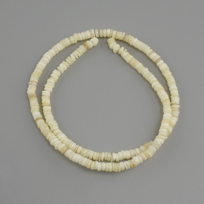 Shell beads Scarabaca (Scaparka) rondelle, diameter 4x1.5–2 mm, length 38 cm on a fishing line