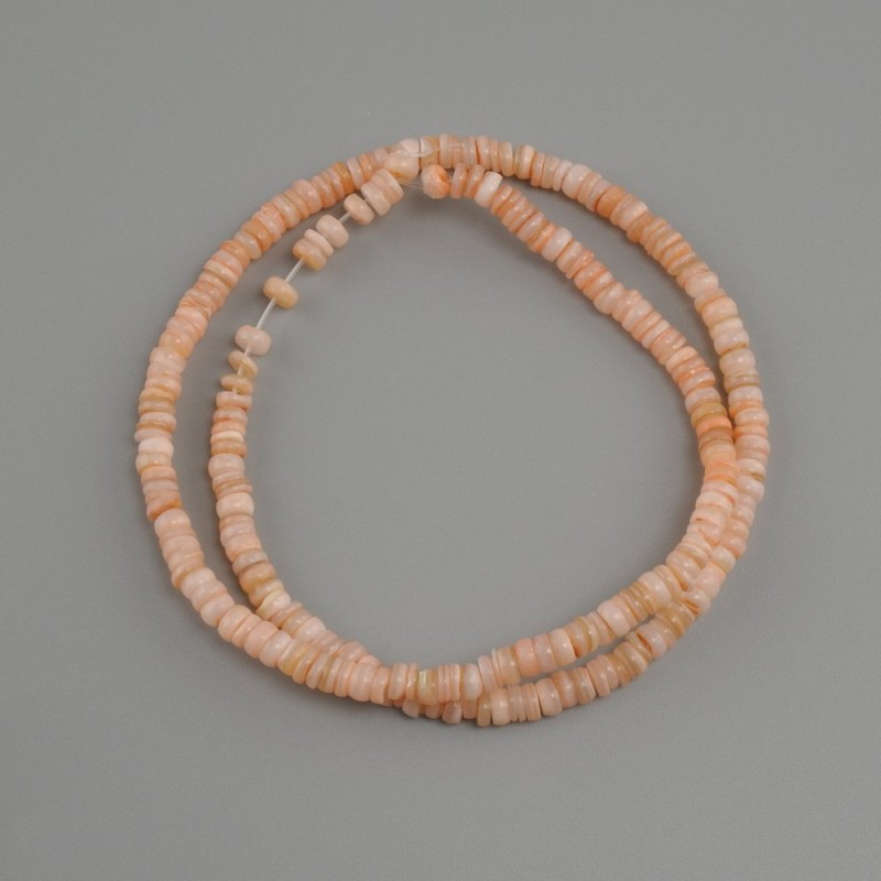 Scafarra mother-of-pearl roundel beads, 4x1.5-2 mm, 38 cm long on a thread