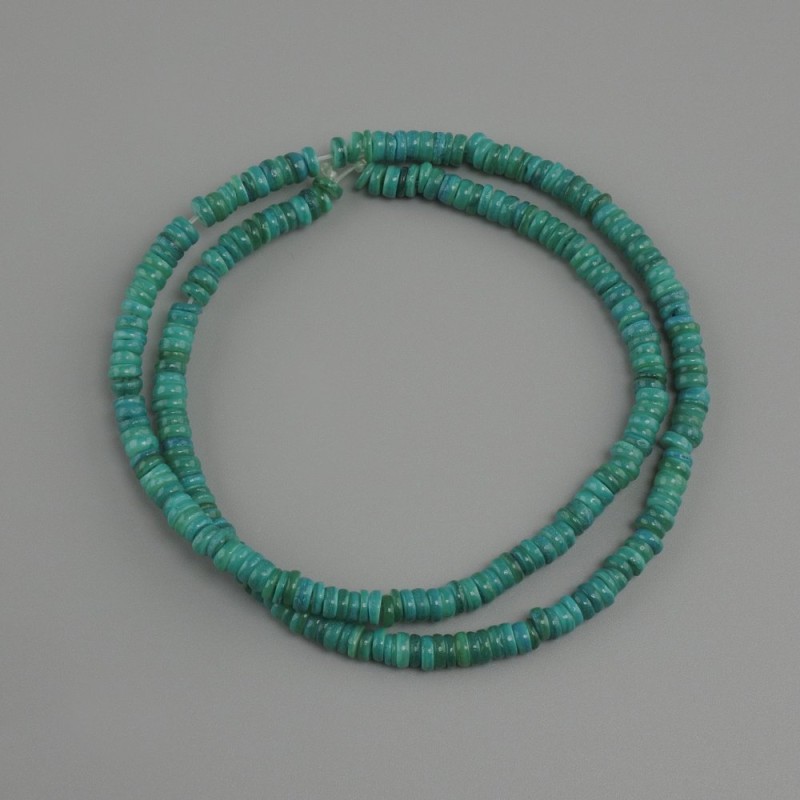 Conch Scarab rondelle beads, 4x1.5–2 mm, 38 cm thread on threader