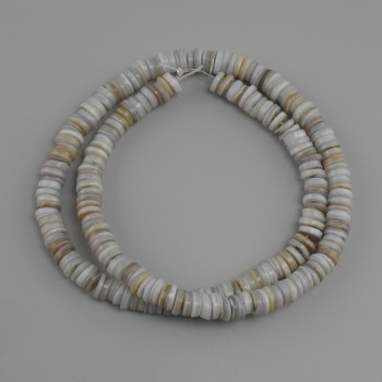 Mother-of-P pearl beads Scarpa scallop rondelle 6x1.5-2mm+, length 39cm +/- on thread