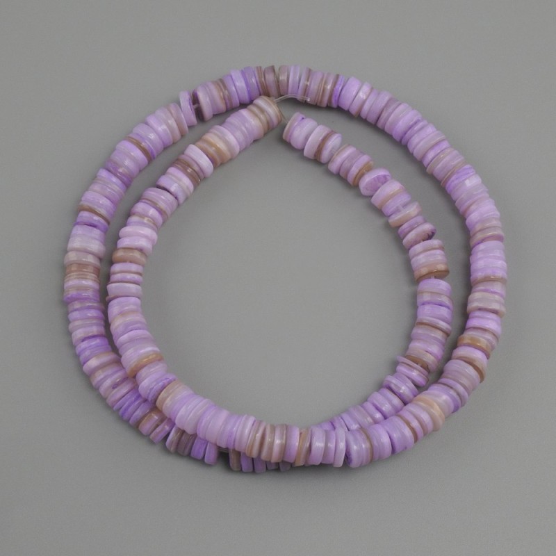 Mother-of-P pearl Shell Beads Scaparka Rondelle, 6×1.5–2 mm, 39 cm string on thread