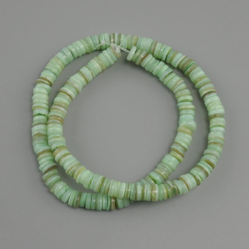 Mother-of-Pearl Scarfrka Rondelle Beads, 6×1.5–2mm, 39cm approx on thread